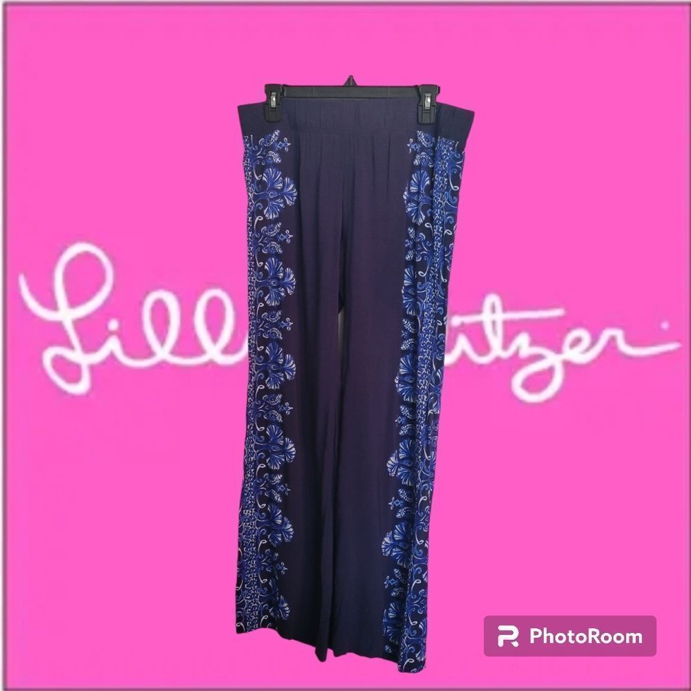Lilly Pulitzer Bal Harbour Palazzo Pants Blue Navy M